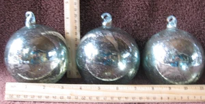 ORNAMENTI NATALIZI, 3 VETRO SOFFIATO A MANO 3 3/4", ARGENTO TRASLUCIDO SCREZIATO - Foto 1 di 8