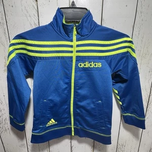 Adidas Zip-Up Jacket For Boys Blue with Green Accents Size 6 - Picture 1 of 4