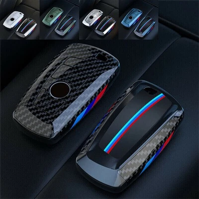 Carbon Fiber Shell Skin Car Remote Key Fob Case Cover For BMW 3 5 7 Series X2 X5 - Image 1 of 4