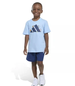 Adidas Cotton Toddler Boy's Tee & Woven Shorts Set, 5 - Picture 1 of 1