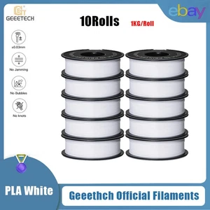 10 x 1kg/Rol Geeetech weißes PLA Filament 1.75mm Glattes Filament für 3D Drucker - Afbeelding 1 van 10