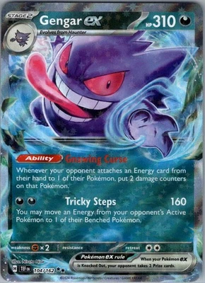 Gengar ex 104/162 Double Rare Pokemon Card SV05: Temporal Forces - Image 1 of 2