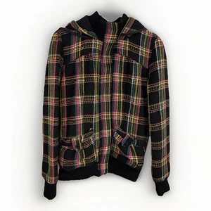 Roxy Hoodie Jacke Damen Large kariert schwer gesteppt Kapuze durchgehender Reißverschluss - Bild 1 von 11
