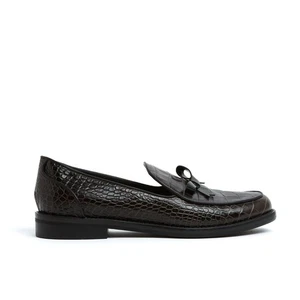 Fabrizio Viti Mocassins Noir EU38.5 Dark Brown Black Leather Loafers UK5.5 US8 - Imagen 1 de 5