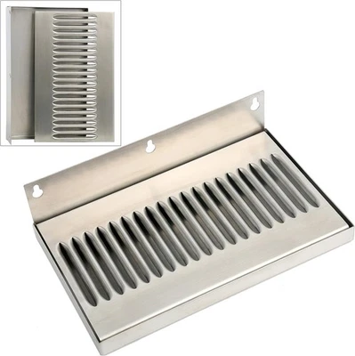 10" x 6" Beer Drip Tray Stainless Steel Kegerator Drip Tray No Drain Wall Mount - Image 1 of 4