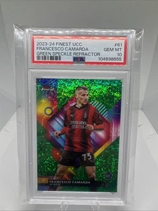 Topps 2023-24 UCL Francesco Camarda Green Speckle Refractor /125 PSA 10 Rookie - Picture 1 of 3