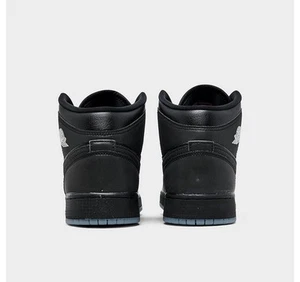 Boy’s Air Jordan 1 MID BG ‘Triple Black’ Sneaker Size 4.5Y - Picture 1 of 6
