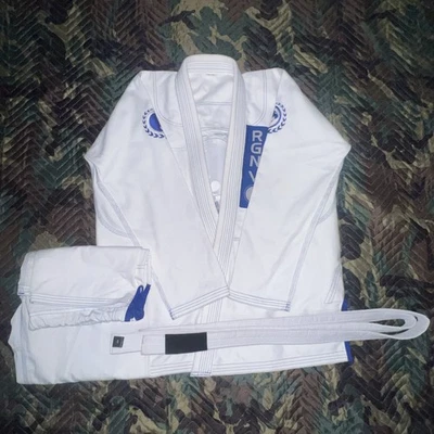 Renzo Gracie Brasileño Jiu Jitsu Gi Conjunto Blanco Abrigo y Pantalones BJJ MMA Kimono, A3 Foto 1 de 4