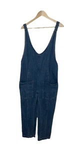 Happily Grey Overalls Womens Medium Blue Jean Denim Jumpsuit Big Pockets Boho - Picture 1 of 6