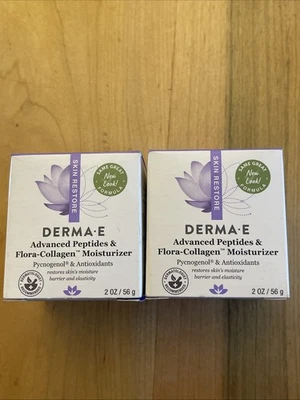 LOT OF 2 Derma E Advanced Peptides and Flora Collagen  Face Cream 2oz X 2 New - Image 1 of 4