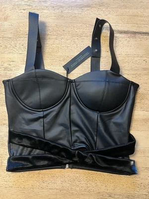 Corsé Maniere De Voir imitación cuero contorno top negro 12 nuevo con etiquetas Foto 1 de 4