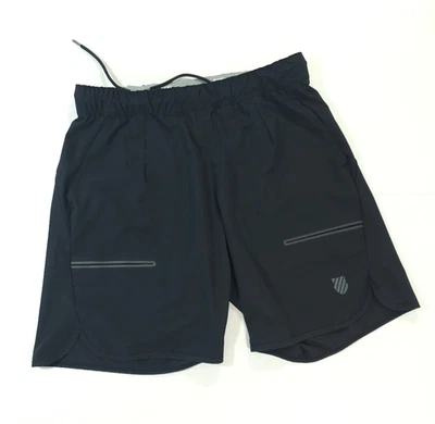 Mens black tennis shorts L K-Swiss BALLER SHORT-9" K swiss athletic shorts - Image 1 of 4