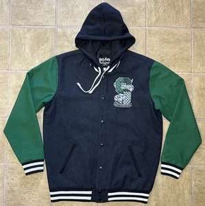 Harry Potter Slytherin Varsity Letter Jacket Mens Medium Wool Blend Hooded - Picture 1 of 9