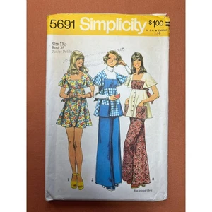 Simplicity Pattern 5691 Junior Petites Dress Smock-Top & Pants Size 13JP UNCUT - Picture 1 of 3