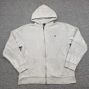 VTG Polo Ralph Lauren BOYS XL 18-20 Full Zip Lightweight Hoodie White Heather - Picture 1 of 6