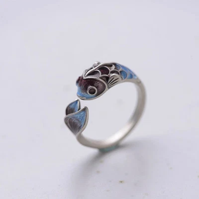 Anillos de metal para peces para mujer tono plata ajustables clásicos afortunados joyas modernas Foto 1 de 4