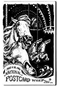 National Postcard Week 1986 Postcard by S.E. Kemp Carrousel horses - Picture 1 of 2