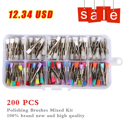 200* Dental Nylon Polishing Flat Latch Polisher Prophy Brush Disposable mixed US - Image 1 of 4