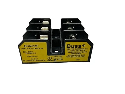 Bussmann BC6033P Open Fuse Block 30A Range, 600V, 3P, Class-CC, AC/DC V Rating - Image 1 of 2