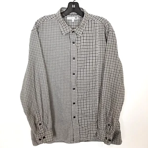JW Anderson X Uniqlo Men Mixed Check Button Up Shirt Sz XL Black White Cotton - Picture 1 of 8