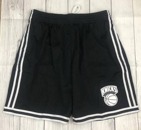 Mitchell and Ness New York Knicks White Logo Swingman Shorts 91-92 Black Cover