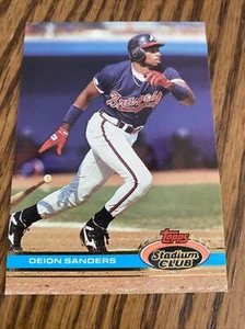 1991 Stadium Club Atlanta Braves Baseball Card #442 Deion Sanders Mint - Picture 1 of 3