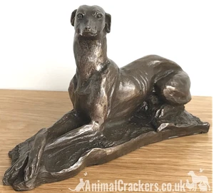 Genuine heavy Cold Cast Bronze Laying Greyhound ornament figure by Harriet Glen - Picture 1 of 5