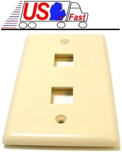 Lot100 Keystone flush Wall face Plate 2/Two/Dual Hole/Jack/Port{IVORY/BEIGE/IV - Picture 1 of 2
