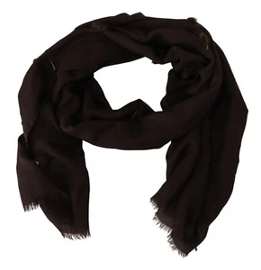 COLOMBO Scarf Dark Brown Cashmere Silk Wrap Foulard Fringe 200cm x 68cm 1500usd - Picture 1 of 11