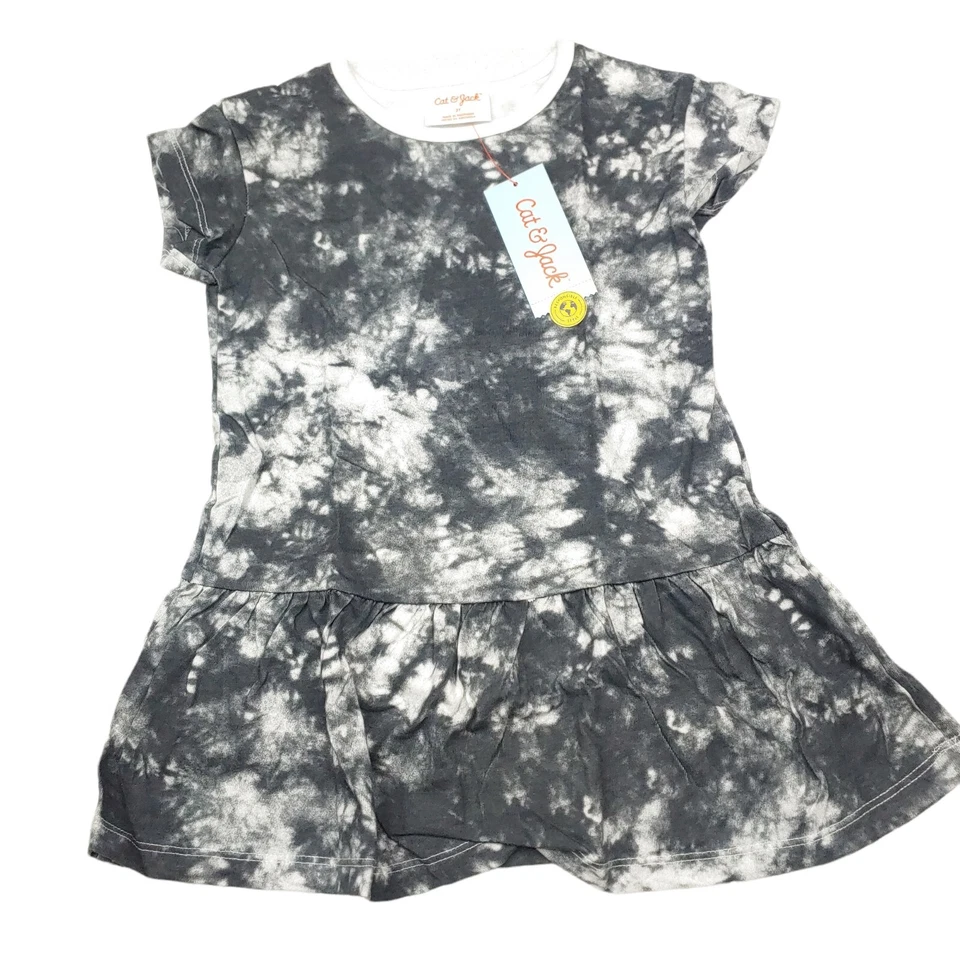 Cat and Jack Toddler T Shirt Dress Blue Tie Dye 3T Fits 28.5-32 Pounds  Cotton