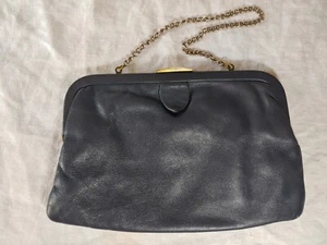 VTG 1960s Navy Leather Calderon Evening Bag - Picture 1 of 10