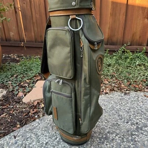 Vintage Bogner Golf Cart Bag - Green, Leather Trim - Picture 1 of 14
