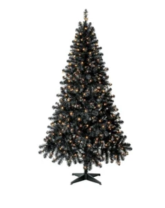 New large 6.5 Pre-Lit Black Madison Pine Artificial Halloween Christmas Tree - Picture 1 of 8