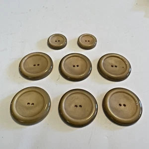 Mixed Lot 8 Beige 2-hole Buttons 1.1" 1.7" Coat Jacket Blazer Replacement Crafts - Picture 1 of 10