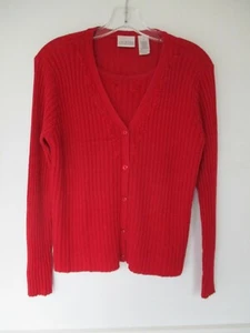 Villager Petite Women's Size Small Petite SP Solid Red Long Sleeve Sweater - Picture 1 of 12
