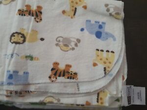 Just Born Baby Crib Receiving Blanket Zoo Animals Monkeys Tigers Lions safari 