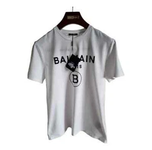 Balmain Paris Velvet Logo White T-Shirt Size XL - Picture 1 of 7