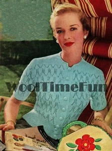 Knitting Pattern Womens vintage 1950s Cotton Lace Blouse/Top/Jumper. - Picture 1 of 1