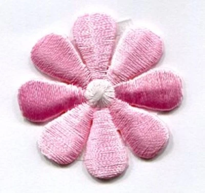 DAISY  PINK & WHITE IRON ON APPLIQUE 1 inch - Image 1 of 2