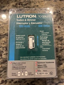 Lutron TG-603PH-WH 3 Way Dimmer Light Toggle Switch White New 600 Watt - New - Picture 1 of 4