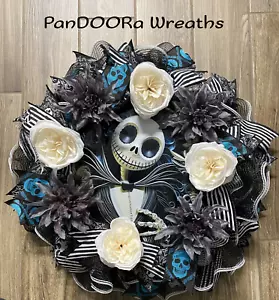 Jack Skellington Deco Mesh Wreath - Picture 1 of 1