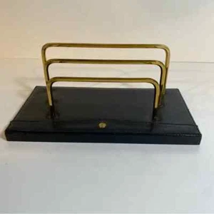 Vintage Goldpfeil Sport Pfeil Schwarz Leder Basis Gold Brief Ablage Organizer - Bild 1 von 10