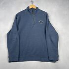 Tommy Bahama Sweater Mens Xl Blue 1/4 Zip Pullover Marlin Logo Mock Neck Relax