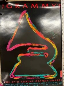 The 37th Annual Grammy Awards Poster Peter Max Grammys 1995 Rare 24" × 18" - Picture 1 of 4