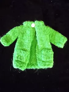 Vintage 1960s Barbie Doll Knit Sweater Bright Green Hand made with Pockets - Picture 1 of 8