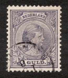 1891-94 Netherlands Sc# 50 - 1 Gulden, Princess Wilhelmina. Used Cv$77.50 - Picture 1 of 1