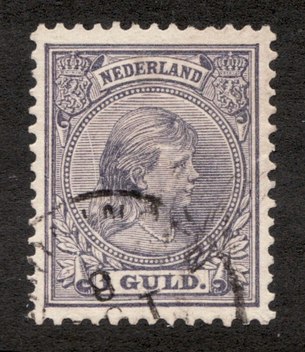 1891-94 Netherlands Sc# 50 - 1 Gulden, Princess Wilhelmina. Used Cv$77.50 - Image 1 of 1