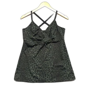 Michael Kors Tankini Tank Top Green Animal Leopard Print Size L - Picture 1 of 9