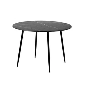 Oikiture 110cm Dining Table With Marble Effect Round Wooden Grey&Black - Picture 1 of 9