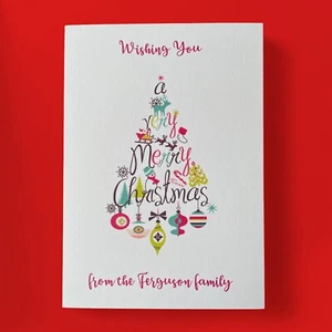 Christmas Cards Pack 10 Personalised - Family - Business - Handmade - Xmas Tree - Picture 1 of 7